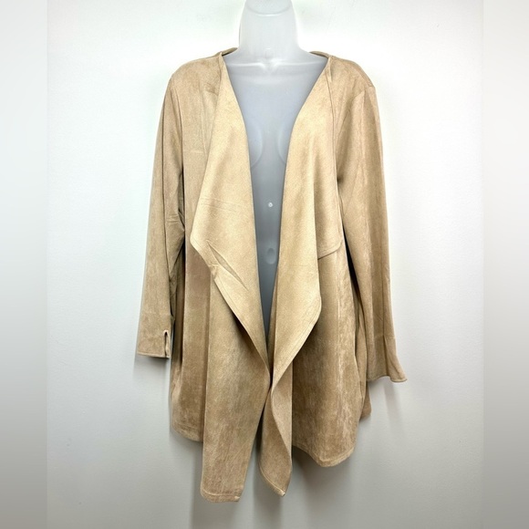 Gretchen Scott Faux Suede Waterfall Cardigan with Belt Size 16/XXL NEW - Picture 6 of 12